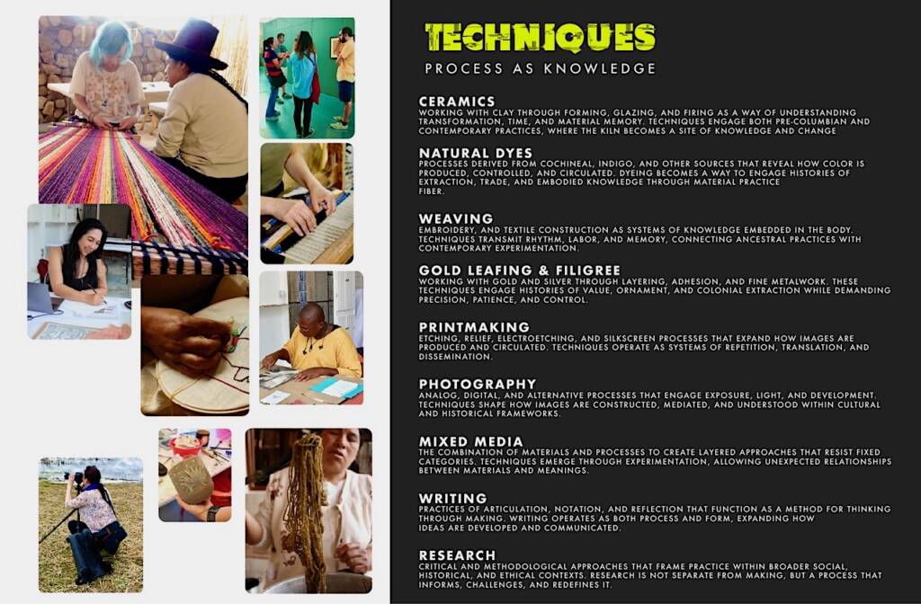 Arquetopia Residency Techniques Menu